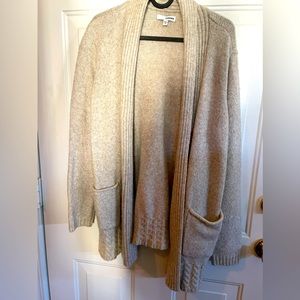 Beige Open Front Cardigan
